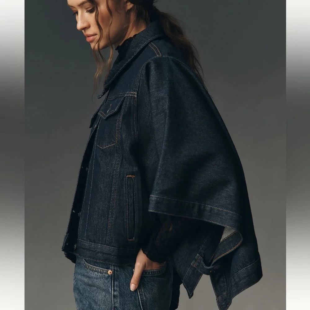 Weston Cape Denim Boyfriend Jacket by Pilcro - Picture 2 of 6